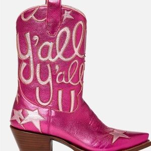 In search of.    Vibrant Pink Star Western Heeled Boots